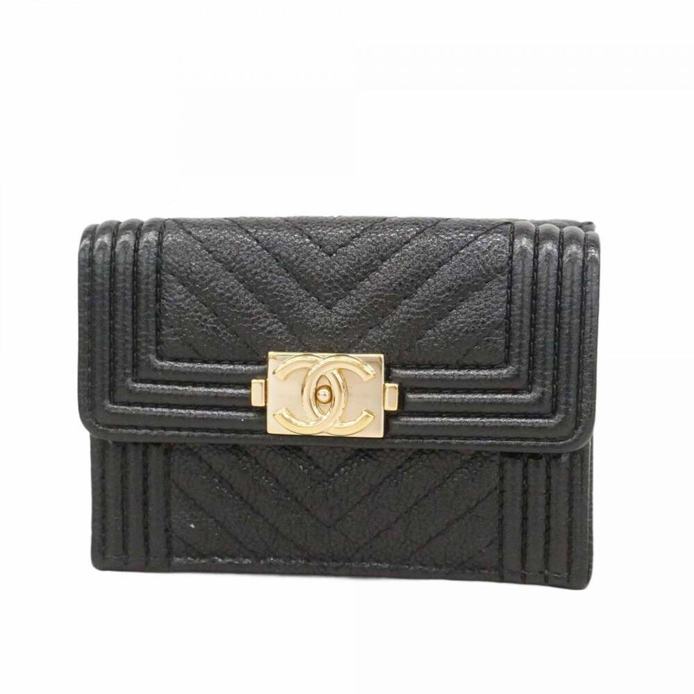 CHANEL Black Caviar Leather Wallet